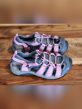 BearPaw Pink and Gray Kids Sandals